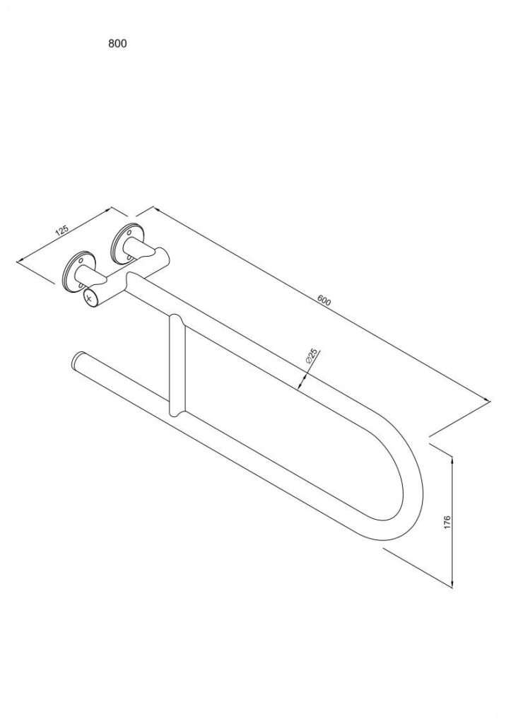 Uchwyt półokrągły stały 60cm ANDEX Bez Barier 800CC stal nierdzewna polerowana