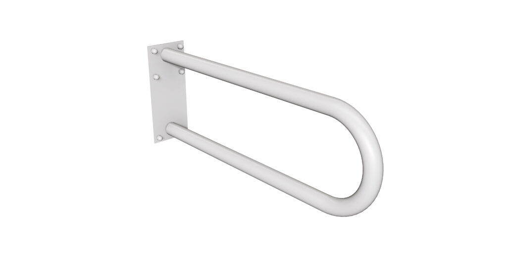 Uchwyt półokrągły stały 60cm z płytą Ø32 ANDEX Bez Barier 827B stal nierdzewna biały