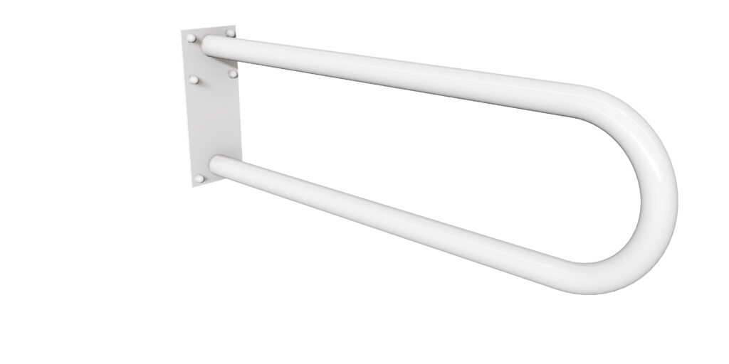 Uchwyt półokrągły stały 70cm z płytą Ø32 ANDEX Bez Barier 827/70B stal nierdzewna biały