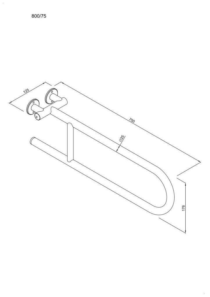 Uchwyt półokrągły stały 75cm ANDEX Bez Barier 800/75B stal nierdzewna biały
