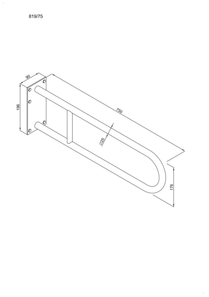 Uchwyt półokrągły stały 75cm z płytą ANDEX Bez Barier 819/75NG stal nierdzewna czarny