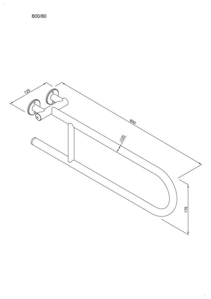 Uchwyt półokrągły stały 80cm ANDEX Bez Barier 800/80B stal nierdzewna biały