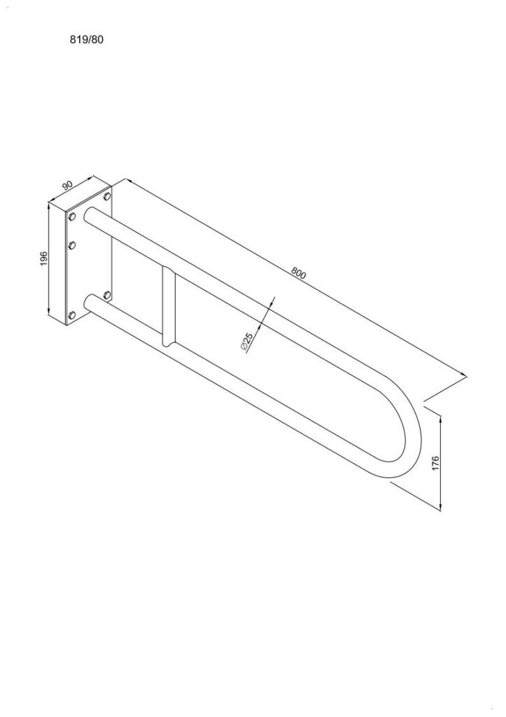 Uchwyt półokrągły stały 80cm z płytą ANDEX Bez Barier 819/80CC stal nierdzewna polerowana