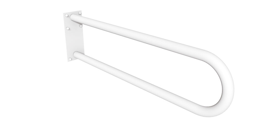 Uchwyt półokrągły stały 80cm z płytą Ø32 ANDEX Bez Barier 827/80B stal nierdzewna biały