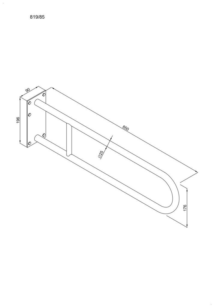 Uchwyt półokrągły stały 85cm z płytą ANDEX Bez Barier 819/85B stal nierdzewna biały