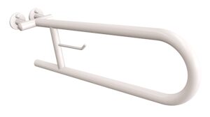 Uchwyt półokrągły uchylny 60cm z wieszakiem na papier ANDEX Bez Barier 801/W/B stal nierdzewna biały