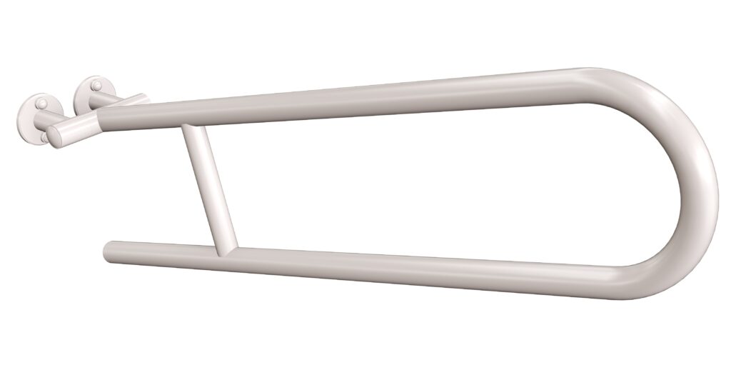 Uchwyt półokrągły uchylny 70cm ANDEX Bez Barier 801/70B stal nierdzewna biały