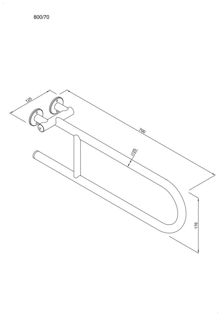 Uchwyt półokrągły uchylny 70cm ANDEX Bez Barier 801/70CC stal nierdzewna polerowana