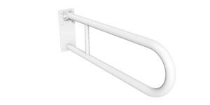 Uchwyt półokrągły uchylny 70cm z płytą Ø32 ANDEX Bez Barier 828/70B stal nierdzewna biały