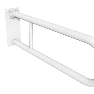 Uchwyt półokrągły uchylny 70cm z płytą Ø32 ANDEX Bez Barier 828/70B stal nierdzewna biały