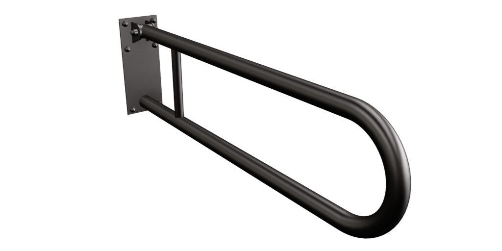 Uchwyt półokrągły uchylny 70cm z płytą Ø32 ANDEX Bez Barier 828/70NG stal nierdzewna czarny