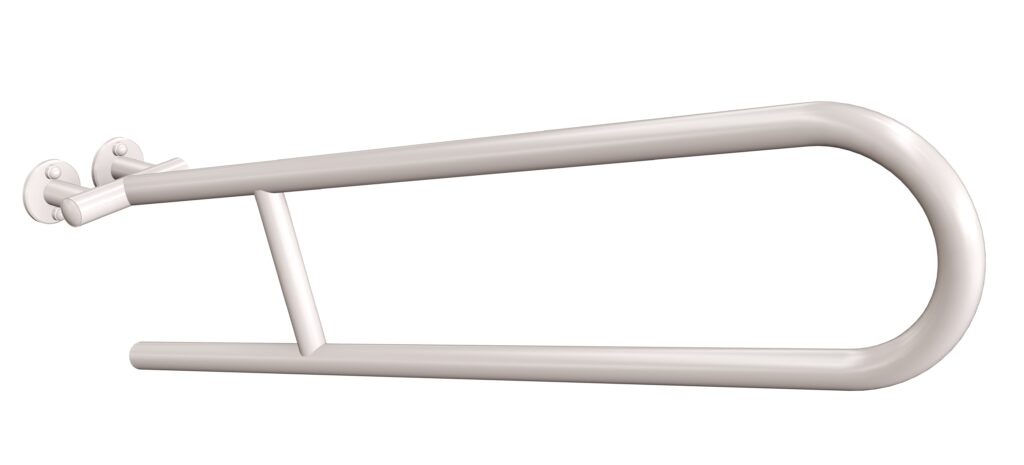 Uchwyt półokrągły uchylny 75 cm ANDEX Bez Barier 801/75B stal nierdzewna biały