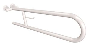 Uchwyt półokrągły uchylny 75cm z wieszakiem na papier ANDEX Bez Barier 801/W/75B stal nierdzewna biały