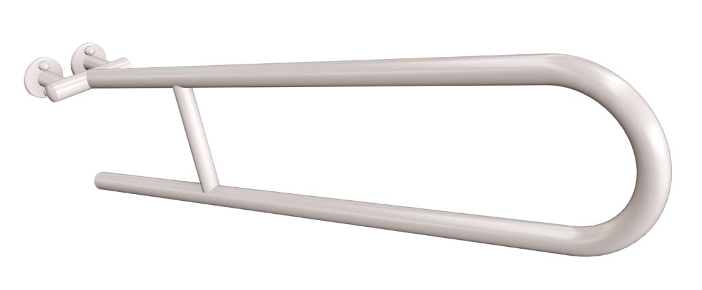 Uchwyt półokrągły uchylny 80cm ANDEX Bez Barier 801/80B stal nierdzewna biały