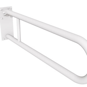 Uchwyt półokrągły uchylny 80cm z płytą Ø32 ANDEX Bez Barier 828/80B stal nierdzewna biały