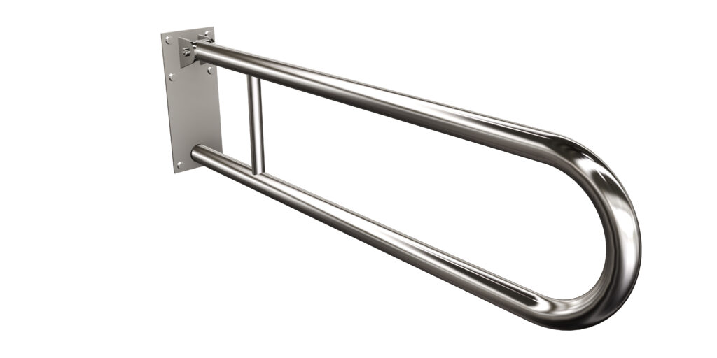 Uchwyt półokrągły uchylny 80cm z płytą Ø32 ANDEX Bez Barier 828/80CC stal nierdzewna polerowana