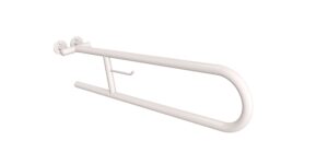 Uchwyt półokrągły uchylny 80cm z wieszakiem na papier ANDEX Bez Barier 801/W/80B stal nierdzewna biały