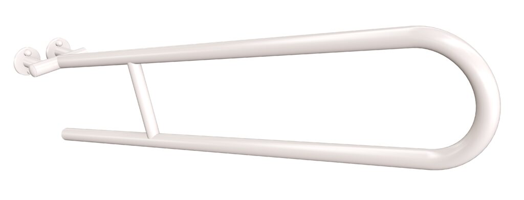 Uchwyt półokrągły uchylny 85cm ANDEX Bez Barier 801/85B stal nierdzewna biały