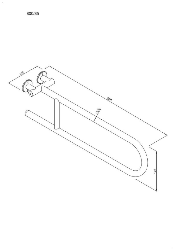 Uchwyt półokrągły uchylny 85cm ANDEX Bez Barier 801/85CC stal nierdzewna polerowana
