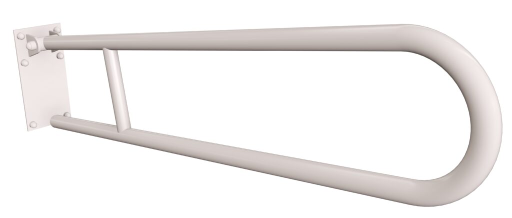 Uchwyt półokrągły uchylny 85cm z płytą ANDEX Bez Barier 820/85B stal nierdzewna biały