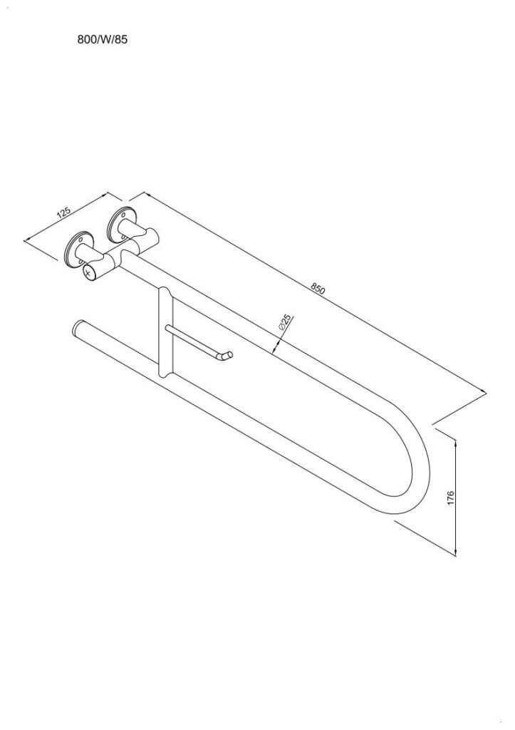 Uchwyt półokrągły uchylny 85cm z wieszakiem na papier ANDEX Bez Barier 801/W/85NG stal nierdzewna czarny