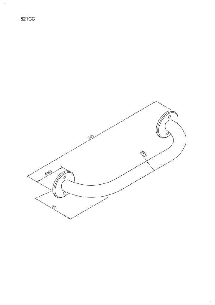 Uchwyt prosty 30cm Ø25 ANDEX Bez Barier 821B stal nierdzewna biały