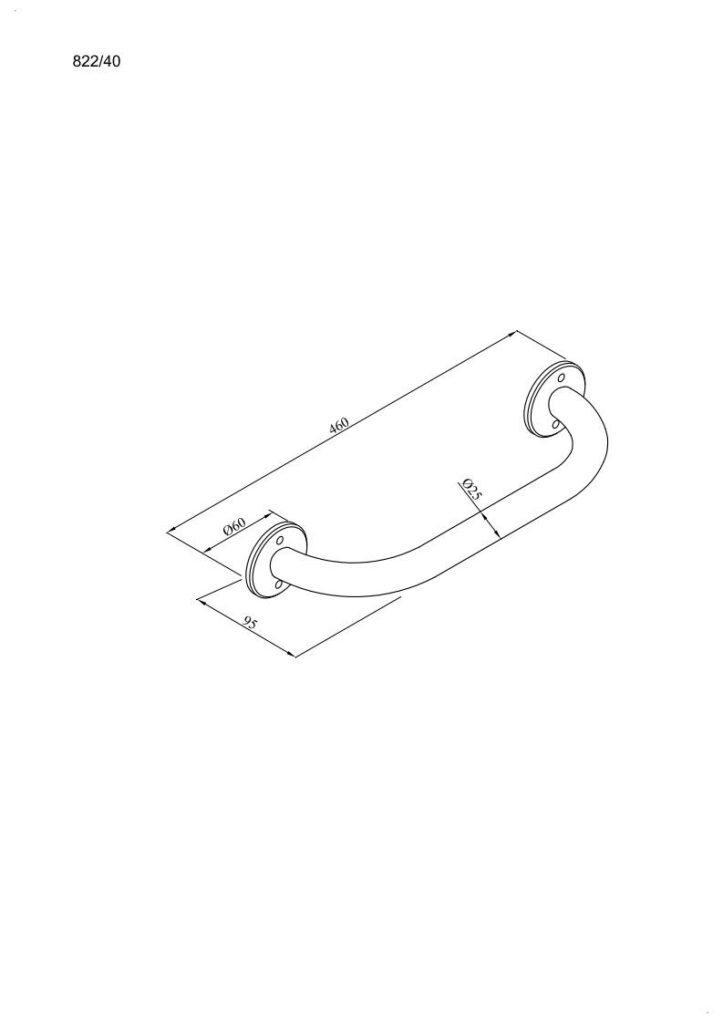 Uchwyt prosty 40cm Ø25 ANDEX Bez Barier 822/40NG stal nierdzewna czarny