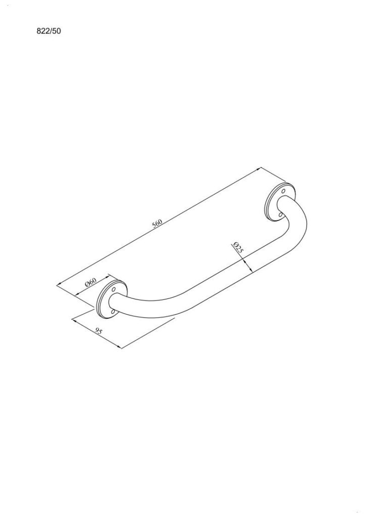 Uchwyt prosty 50cm Ø25 ANDEX Bez Barier 822/50CC stal nierdzewna polerowana