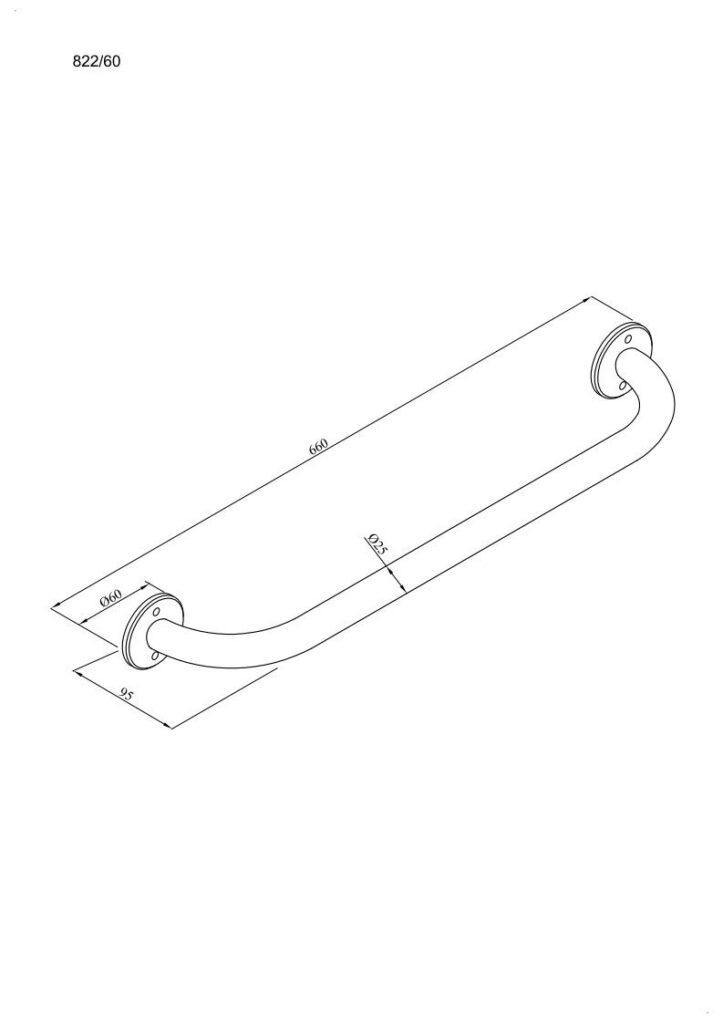 Uchwyt prosty 60cm Ø25 ANDEX Bez Barier 822/60NG stal nierdzewna czarny