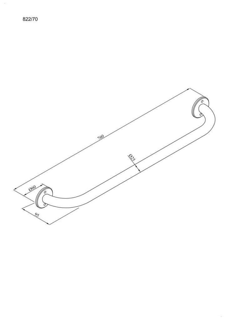 Uchwyt prosty 70cm Ø25 ANDEX Bez Barier 822/70NG stal nierdzewna czarny