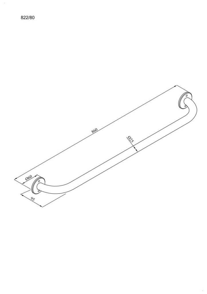 Uchwyt prosty 80cm Ø25 ANDEX Bez Barier 822/80B stal nierdzewna biały