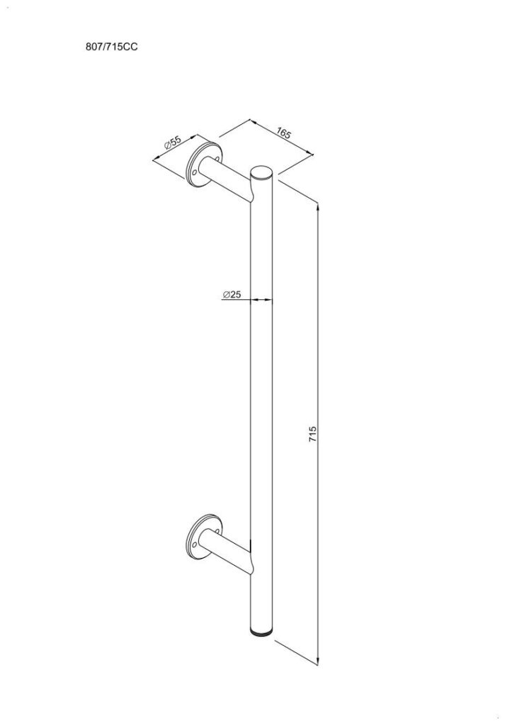 Uchwyt prosty wannowy 71,5cm ANDEX Bez Barier 807/715CC stal nierdzewna polerowana