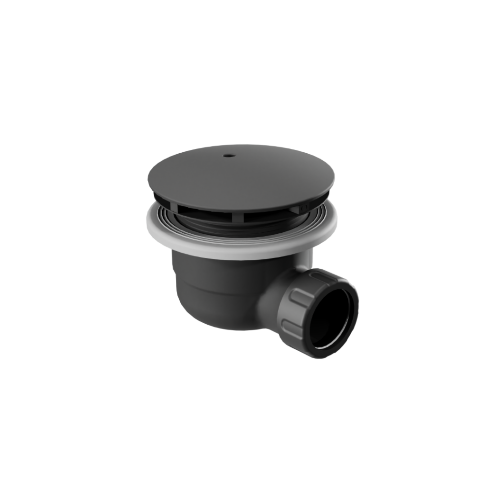 Vert syfon do brodzika czarny 90 mm z pokrywą, czarny mat