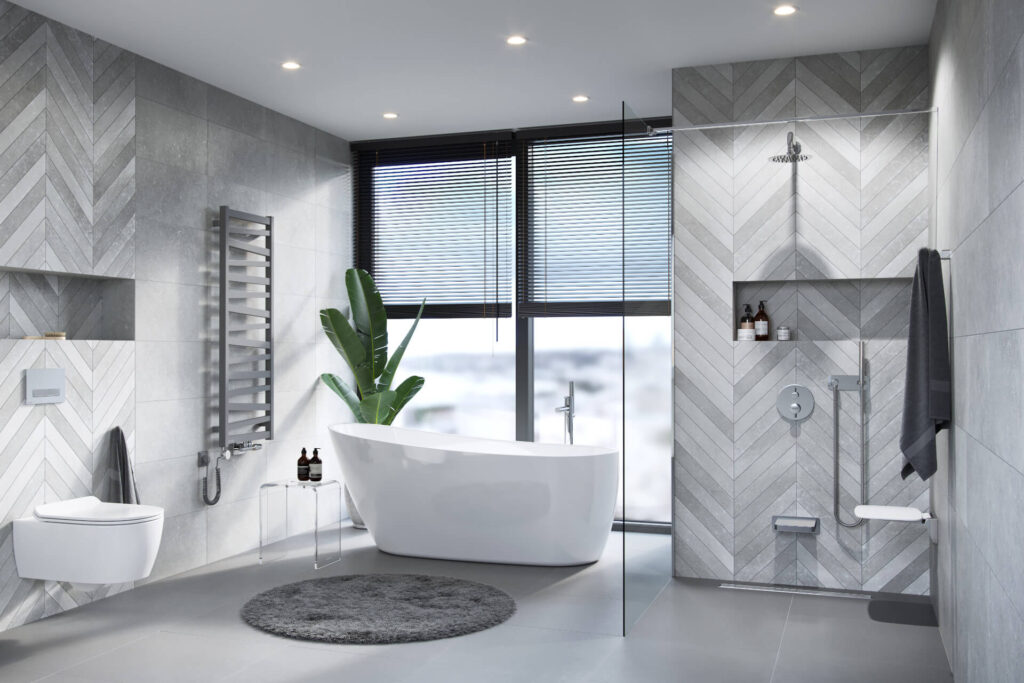 Vidoq wspornik kabiny walk-in 120 cm do docięcia, chrom