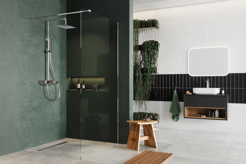 Vidoq wspornik kabiny walk-in 120 cm do docięcia, chrom