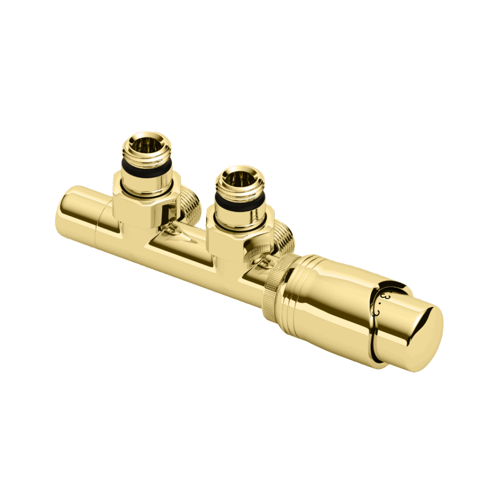 Volaro 2.0 zestaw zintegrowany termostat grzejnikowy prawy, złoty połysk