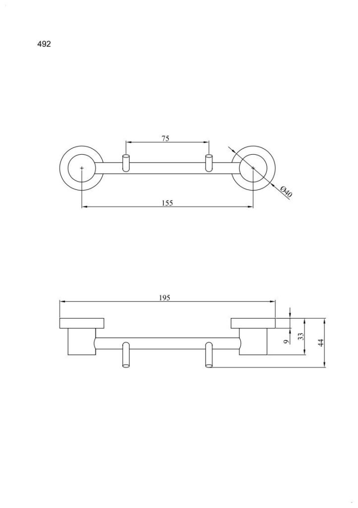 Wieszak 2-hakowy ANDEX Norwegian 492SG stal nierdzewna polerowana