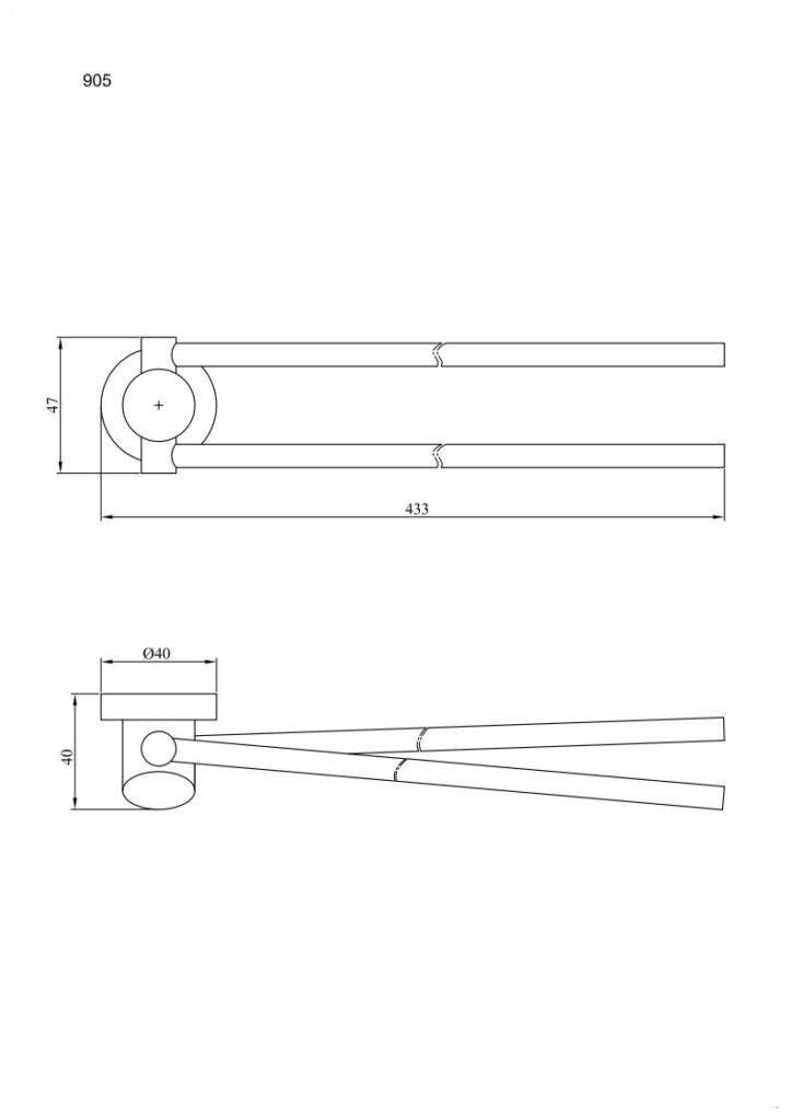 Wieszak 2-prętowy ANDEX Novel 905SG stal nierdzewna polerowana
