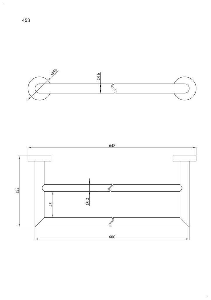 Wieszak 2-u rurkowy długość 60 cm ANDEX Norwegian 453SG stal nierdzewna polerowana
