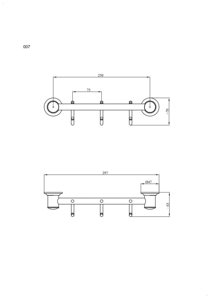 Wieszak 3-hakowy ANDEX Classic 007NG czarny