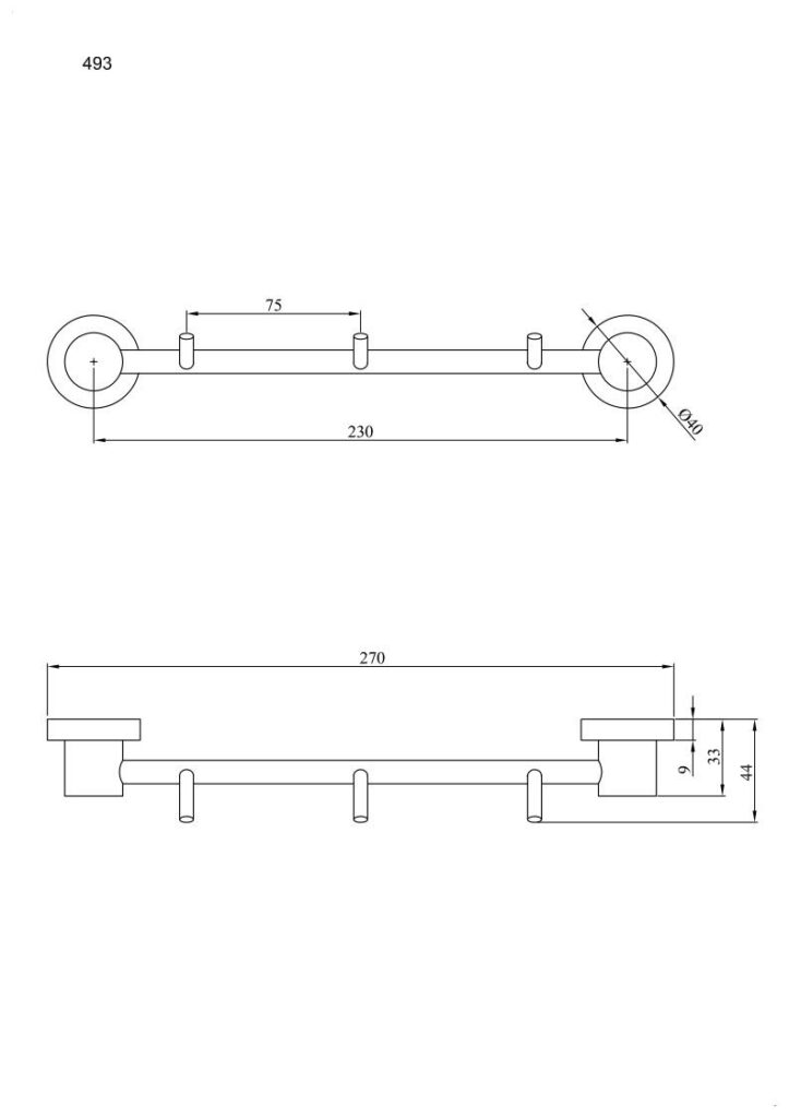 Wieszak 3-hakowy ANDEX Norwegian 493SG stal nierdzewna polerowana