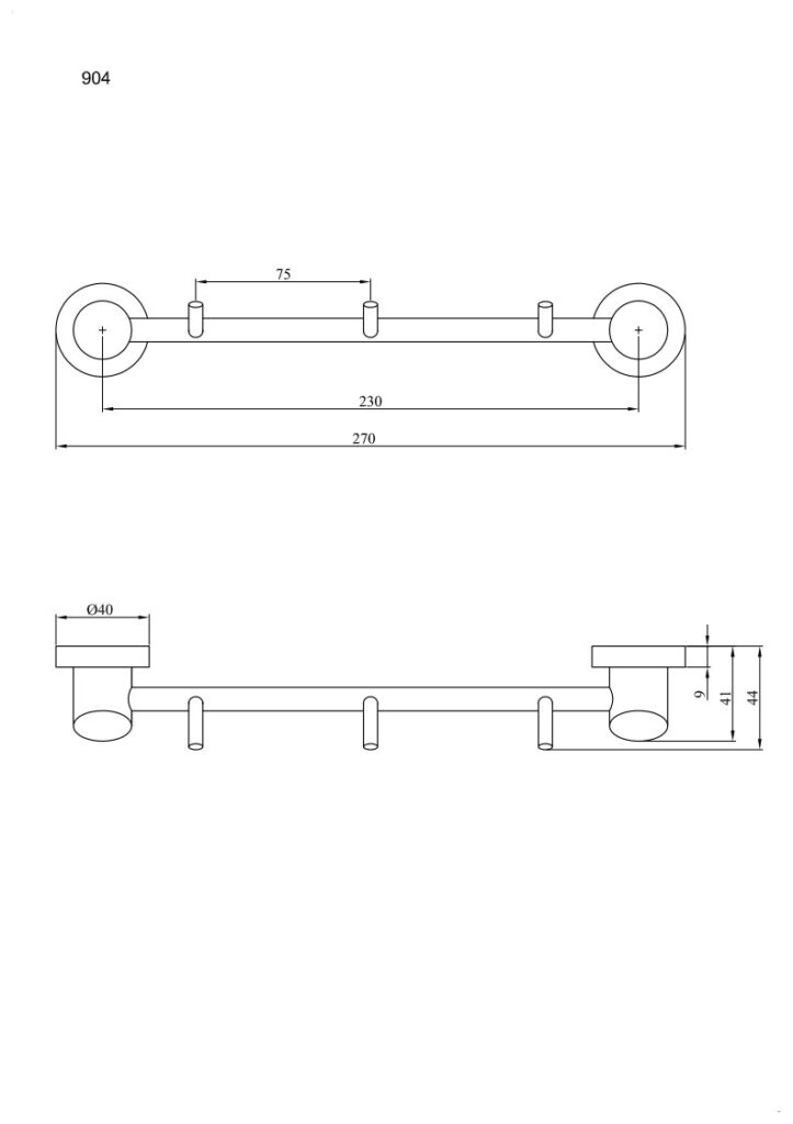 Wieszak 3-hakowy ANDEX Novel 904SG stal nierdzewna polerowana