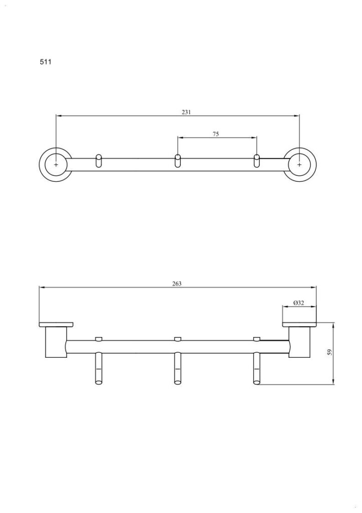Wieszak 3-hakowy ANDEX Sanibella 511NG czarny