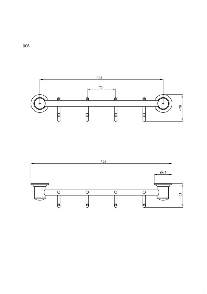 Wieszak 4-hakowy ANDEX Classic 006NG czarny