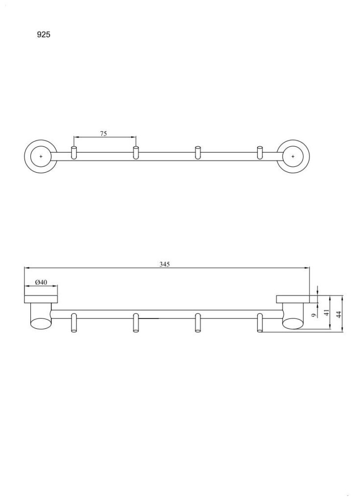 Wieszak 4-hakowy ANDEX Novel 925SG stal nierdzewna polerowana