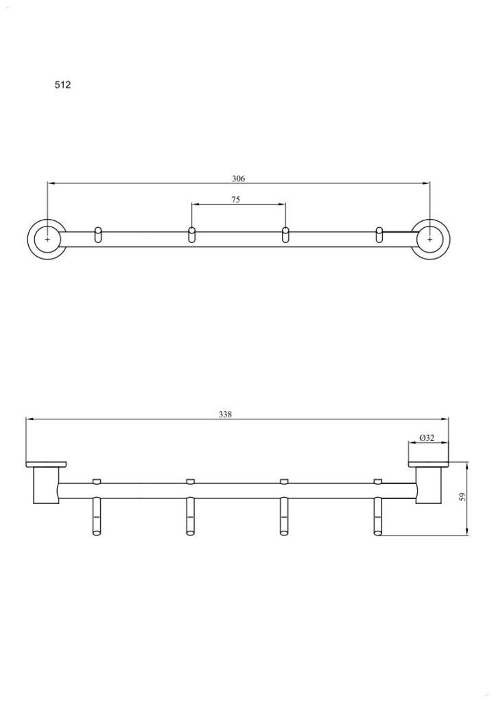 Wieszak 4-hakowy ANDEX Sanibella 512B biały