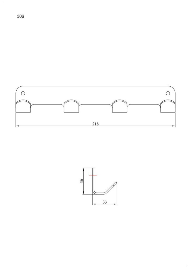 Wieszak 4-hakowy ANDEX Technic 306SG stal nierdzewna polerowana