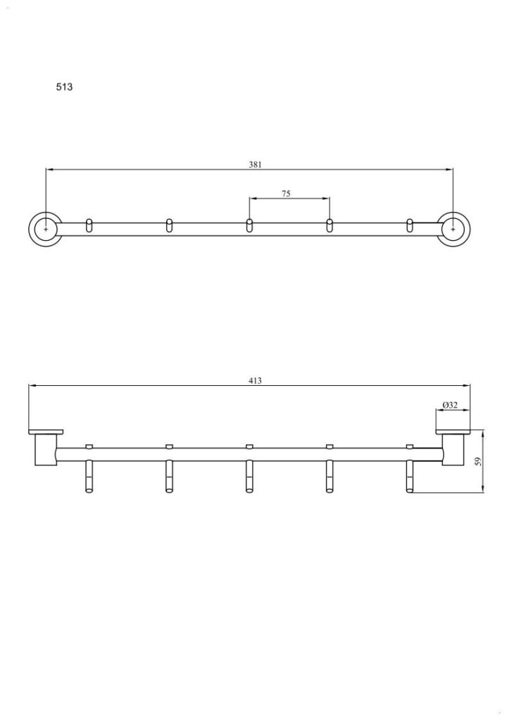 Wieszak 5-hakowy ANDEX Sanibella 513B biały