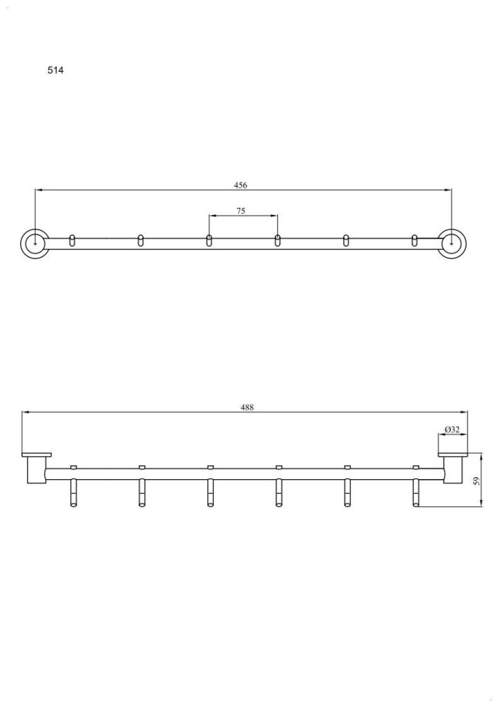 Wieszak 6-hakowy ANDEX Sanibella 514NG czarny