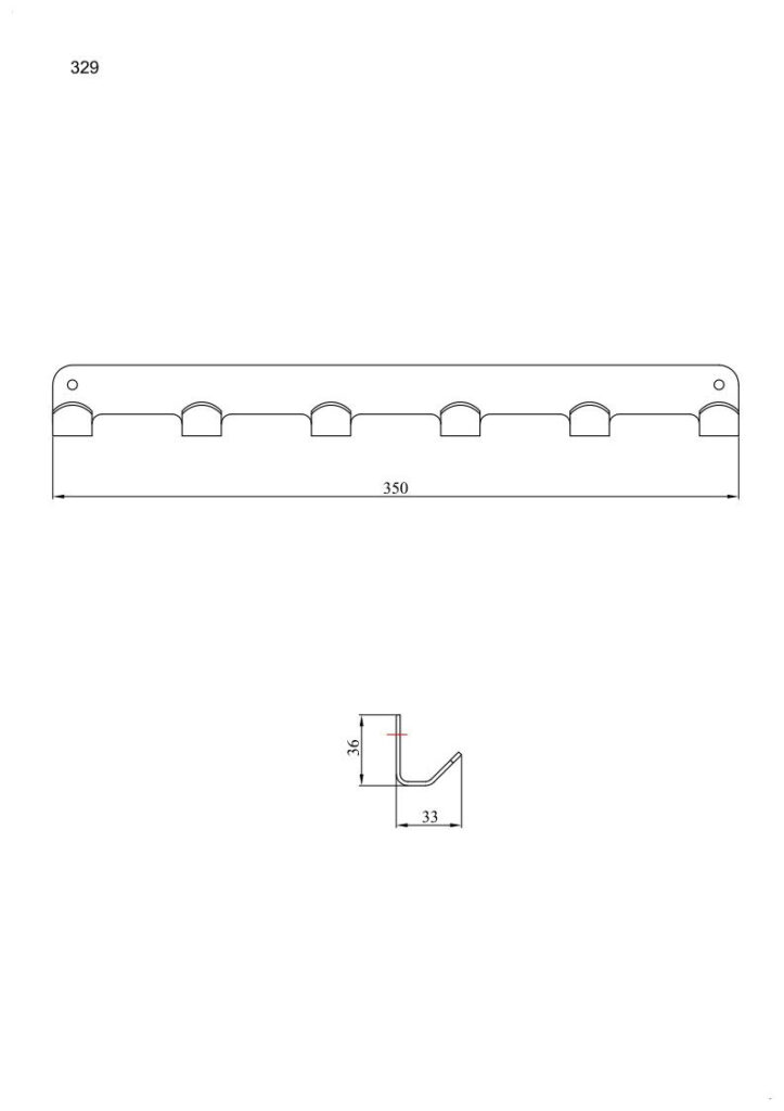 Wieszak 6-hakowy ANDEX Technic 329SG  stal nierdzewna polerowana